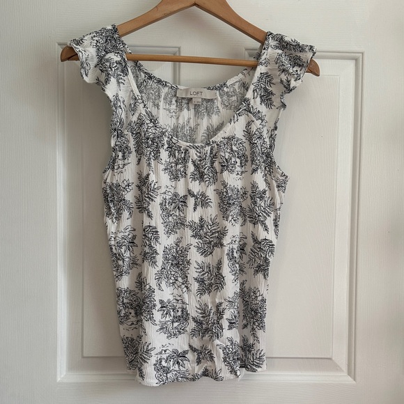 LOFT Tops - LOFT Black and White Floral Tank Top